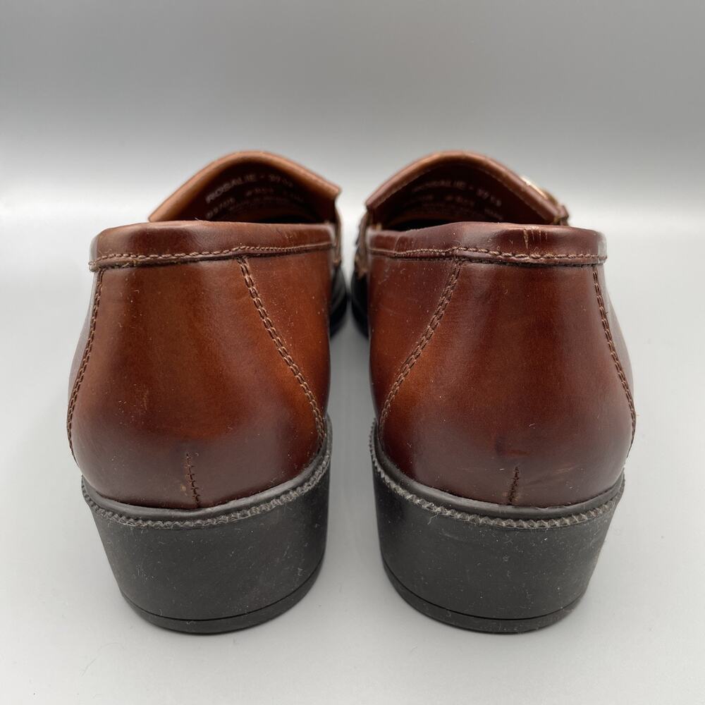 Eastland Rosalie Loafers Size 10 Brown Leather Academia Fringe Buckle Country - Picture 9 of 13